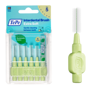 TEPE® INTERDENTAL BRUSHES EXTRA SOFT GREEN - 0.8 MM PACK 6 PCS